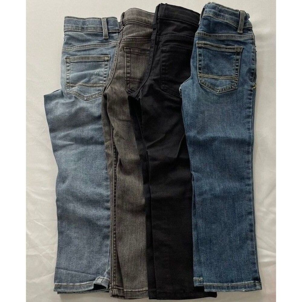 Gap Cat & Jack Boys Skinny Jeans Bundle Size 5 Blue Black Grey 4 Pairs